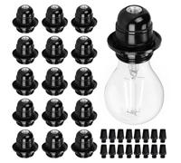 WIYETY 16 attacco E27, portalampada, 250 V, 4 A, in plastica, nero, vintage, universale, base per lampada standard E27