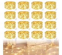 WIYETY 16 luci a LED, 2 m, 20 LED, a batteria, luce bianca calda, filo d'argento, mini luci per Natale, matrimoni, feste, interni, bianco caldo