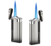 WIYETY 2 accendini antivento ricaricabili a gas a getto di tempesta con finestra visibile per cucina, barbecue, campeggio (senza gas)