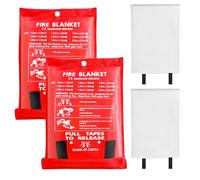 WIYETY 2 coperte antincendio di alta qualità: coperta antincendio in panni in fibra di vetro, 100 x 100 cm, coperta antincendio per cucina, camino, barbecue, auto, campeggio, anche per incendi grassi