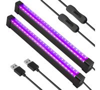WIYETY 2 lampadine a luce nera: 8 W UV LED luce nera con interruttore e spina USB, Black Light Bar per discoteca, feste, Halloween, illuminazione palcoscenico