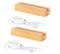 WIYETY 2 luci a LED per display base: luce calda, rettangolare, supporto per illuminazione in legno, USB Desktop LED, base per 5 mm di spessore, piastra in vetro acrilico in resina (30 x 45 x 300 mm)