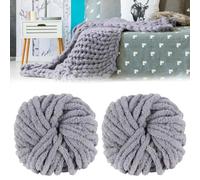 WIYETY 2 Pezzi di Lana Spessa Filato 500 g (250 g*2), Lana Chunky, Ideale per Bracciali, Cuscini, Coperte, Sciarpe e Cappelli, e Lettini per Animali Domestici e Cuscini Decorativi - Grigio Chiaro
