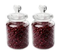 WIYETY 2 pezzi di stoviglie per caramelle con coperchio: 650 ml coperchio a forma di cuore in vetro per caramelle, caramelle, chicchi di caffè, cioccolato, regali snack