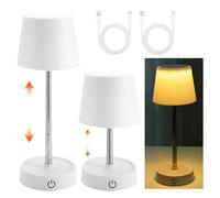WIYETY 2 pezzi lampada da tavolo telescopica: lampada da tavolo a LED ricaricabile USB, lampada da comodino touch, lampada da tavolo regolabile in altezza per soggiorno, comodino, camera da letto