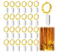 WIYETY, 25 pezzi di catena luminosa LED: 1M Mini catena luminosa a batteria, catena luminosa impermeabile in filo di rame per festa, Natale, Halloween, matrimonio, decorazione (Bianco Caldo)