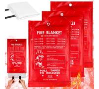 WIYETY 3 coperte antincendio Premium in fibra di vetro, 100 x 100 cm, coperta antincendio per cucina, kit di sopravvivenza di emergenza per cucina, camino, barbecue, auto, campeggio, anche per incendi