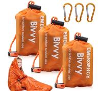 WIYETY 3 sacchi a pelo di emergenza: sacco a pelo di emergenza, con fischietto di segnalazione, impermeabile, per esterni, impermeabile e ultraleggero e protezione dal freddo - arancione
