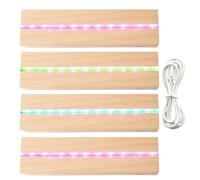 WIYETY 4 luci a LED per display base: colorato, rettangolare, supporto per illuminazione in legno, USB Desktop LED, base per 5 mm di spessore, piastra in acrilico, piastra in vetro, resina (30 x 45 x