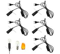 WIYETY 5 pezzi cavo con interruttore per interruttore E14 con cavo da 1,8 m e spina europea per soggiorno, camera da letto, ufficio (nero)