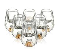 WIYETY 6 bicchierini da liquore in cristallo: eleganti bicchierini da liquore con Goldberg, decorativi e creativi, per bar di casa, idea regalo