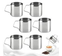 WIYETY 6 bricco per latte in acciaio inox, 90 ml, mini brocca per latte da 3 oz, piccolo brocca per caffè e cappuccino, latte