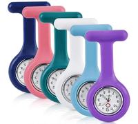WIYETY 6 Orologi da Infermiera Con Clip: Custodia in Silicone Estensibile, per Medici, Movimento al Quarzo, Analogico, Digitale, Bianco + Viola + Azzurro + Verde