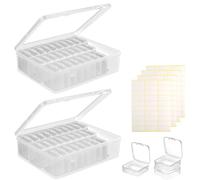 WIYETY 60 Pezzi Mini Contenitori Trasparenti Organizzatori di Piccole Perline, Scatola Organizer Trasparente per Perline con Grande Contenitore 4 Etichetta, Scatola Plastica per Artigianato, Perline