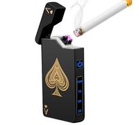WIYETY Accendino Elettronico USB Ad Arco Con Indicatore Della Batteria - Impermeabile, Antivento, Ricaricabile Tipo C per Uomo (Nero)