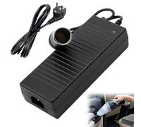 WIYETY Adattatore di alimentazione da 15 A, nero: convertitore di tensione da 220 V a 12 V, adattatore per scatola frigorifera, adattatore inverter con presa, alimentatore di rete, accendisigari per