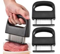 WIYETY Affettatrice per carne, 2 pezzi, batticarne con 48 lame in acciaio inox, utensile da cucina per dolcificare carne di manzo, maiale, pollo