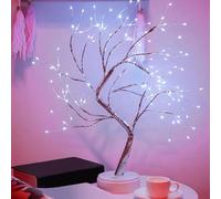WIYETY Albero di luci a LED, 108 LED a forma di albero, luce bianca, luci a LED con rami regolabili, luce decorativa per albero decorativo illuminato, luci per interni (alimentate tramite USB/a