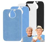 WIYETY Bavaglino per adulti, anziani: 4 bavaglini in spugna riutilizzabili, lavabili per adulti, per uomini, donne, anziani e disabili, blu scuro, azzurro, bianco e grigio, blu scuro + azzurro +