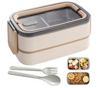 WIYETY Bento Lunch Box 2 ripiani con scomparti: contenitore per il pranzo per adulti, in acciaio inox premium, senza BPA, con posate, ideale per i viaggi, adatto al microonde, per il pranzo Meal Prep