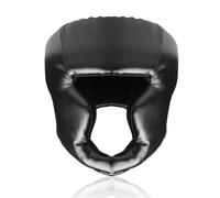 WIYETY Boxe, protezione per la testa per bambini, protezione per la testa, in pelle PU, misura regolabile, casco da boxe in pelle, protezione per il viso per arti marziali, MMA boxe, sparring (nero)