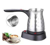 WIYETY Caffettiera elettrica turca, 500 ml, in acciaio inox turco, con manico pieghevole, per famiglia, ufficio, 600 W, colore: argento