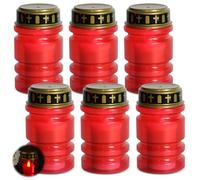 WIYETY Candele funerali a LED, colore rosso, 6 pezzi, IP44, impermeabili, per esterni, con effetto tremolante, a batteria, per cimitero, senza fiamma