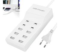 WIYETY Caricatore USB multipla: stazione di ricarica per cellulare, 10 porte, alimentatore USB C/USB-A, più dispositivi per smartphone, tablet e altri dispositivi