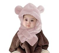 WIYETY Carino Cappello di Peluche: Cappello per Bambini con Scarf, Elegante Cappello Caldo per Neonati e Bambini, per Vita Quotidiana 45-50cm (Rosa)