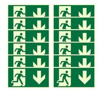 WIYETY - Cartello di fuga, autoadesivo, 12 pezzi, per uscite di emergenza, segnaletica di salvataggio, resistente ai raggi UV, con superficie antiscivolo, per edifici e uffici