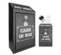 WIYETY Cassetta portavalori con chiave: scatola in metallo, scatola richiudibile, a parete, cassetta portavalori in ferro con fessura, scatola di suggerimenti sicura per casa, ufficio (14,5 x 7,5 x 26