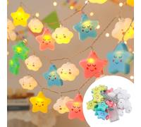 WIYETY Catena luminosa a 20 LED da 3 m, con stelle colorate, a forma di nuvola, decorazione per la cameretta dei bambini, luci decorative per finestre, feste, matrimoni