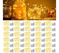WIYETY Catena Luminosa LED a Batteria - 2m 20 LED Mini Luci Con Tre Modalità per Feste, Matrimoni, Natale - 30 Pezzi Filo di Rame