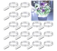 WIYETY Catena Luminosa LED Mini Alimentata a Batteria, 16 Pezzi Filo d'Argento Impermeabile, Flessibile e Pieghevole, per Matrimonio, Natale, Festa, Giardino, Interni ed Esterni (Bianco)