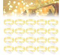 WIYETY Catena luminosa per esterni, 20 pezzi, luce bianca calda, mini catena luminosa a LED, 2 m, 20 LED, con batteria per fai da te, feste, bottiglie, regali, matrimoni, feste, Natale