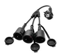 WIYETY Cavo di prolunga 3 prese: adattatore 3 in 1 con cavo flessibile, presa multipla per casa, ufficio, cucina, 250 V, 16 A, 1,5 mm², nero