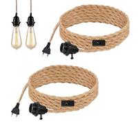 WIYETY - Cavo per lampada vintage E27, 2 lampade a sospensione vintage con spina e spina, E27, lampada a sospensione fai da te con cavo da 4,5 m