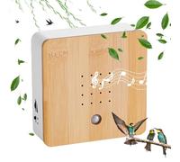 WIYETY Cinguettio per uccelli, in vero legno, invisibile, sensore di movimento HF, luce con supporto a parete, scatola per rumori naturali, per uccelli, canto, uccelli, senza batteria
