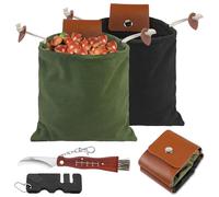 WIYETY Coltello a fungo con spazzola, 2 tasche per raccogliere funghi e mini affilacoltelli, 4 pezzi, coltello da spugna con pennello, borsa da collezione a fungo, mini pietra per affilare, coltello