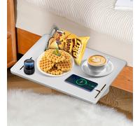 WIYETY Comodino bianco da appendere: comodino da appendere, comodino da appendere al letto, mensola da comodino, clip per comodino, vassoio da letto, comodino, ripiano per letto