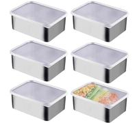 WIYETY Contenitore salvafreschezza Meal Prep Box: 6 pezzi in acciaio inox, contenitore per il pranzo con coperchio, contenitore per alimenti inciso riutilizzabile