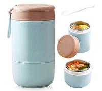 WIYETY Contenitore termico in acciaio inox per mangiare: ciotola termica con cucchiaio, 8000 ml, contenitore termico sottovuoto isolato, contenitore termico per bambini (blu)