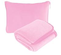 WIYETY Coperta da viaggio aereo 2 in 1, coperta portatile per aeroplano, per ufficio, viaggi d'affari, viaggi, ultraleggera, calda, rosa, 152 x 127 cm