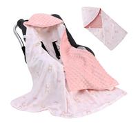 WIYETY Coperta per Ovetto e Passeggino, Coperta Reversibile in Cotone, Coperta Universale Doppio Lato, per Passeggino, Buggy, Seggiolino Auto - Rosa, 90 x 90 cm