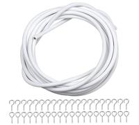 WIYETY Corda per tende da 15 m, colore bianco, con 50 ganci, filo per tende per tende, tende da doccia