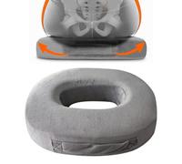 WIYETY Cuscino ortopedico rotondo, a ciambella, in memory foam, colore grigio, per favorire la circolazione sanguigna, allevia il dolore, per ufficio, seggiolino auto (38 x 30 x 7 cm)