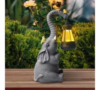 WIYETY Decorazione Elefante per Esterni: 1 Pezzo Lampada Solare LED Resistente alle Intemperie, Scultura Animale in Resina Impermeabile, per Decorazione Domestica e Regali Fatti a Mano (9x7x20cm)