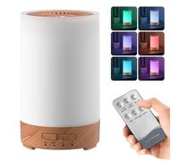 WIYETY Diffusore di aromi con telecomando: 150 ml, bianco venature del legno, nebulizzatore profumato con luce LED a 7 colori e regolazione timer, umidificatori per camera da letto, yoga, ufficio