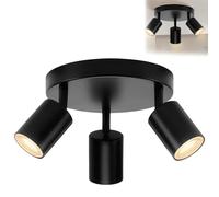 WIYETY Faretto da soffitto LED a 3 luci: Lampada da soffitto rotonda in alluminio orientabile, GU10 Plafoniera, Spot da soffitto moderno, per soggiorno camera da letto cucina ufficio (senza lampadina)