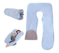 WIYETY Federa per cuscino per gravidanza, a forma di U, 140 x 80 cm, in cotone, per adulti, colore blu